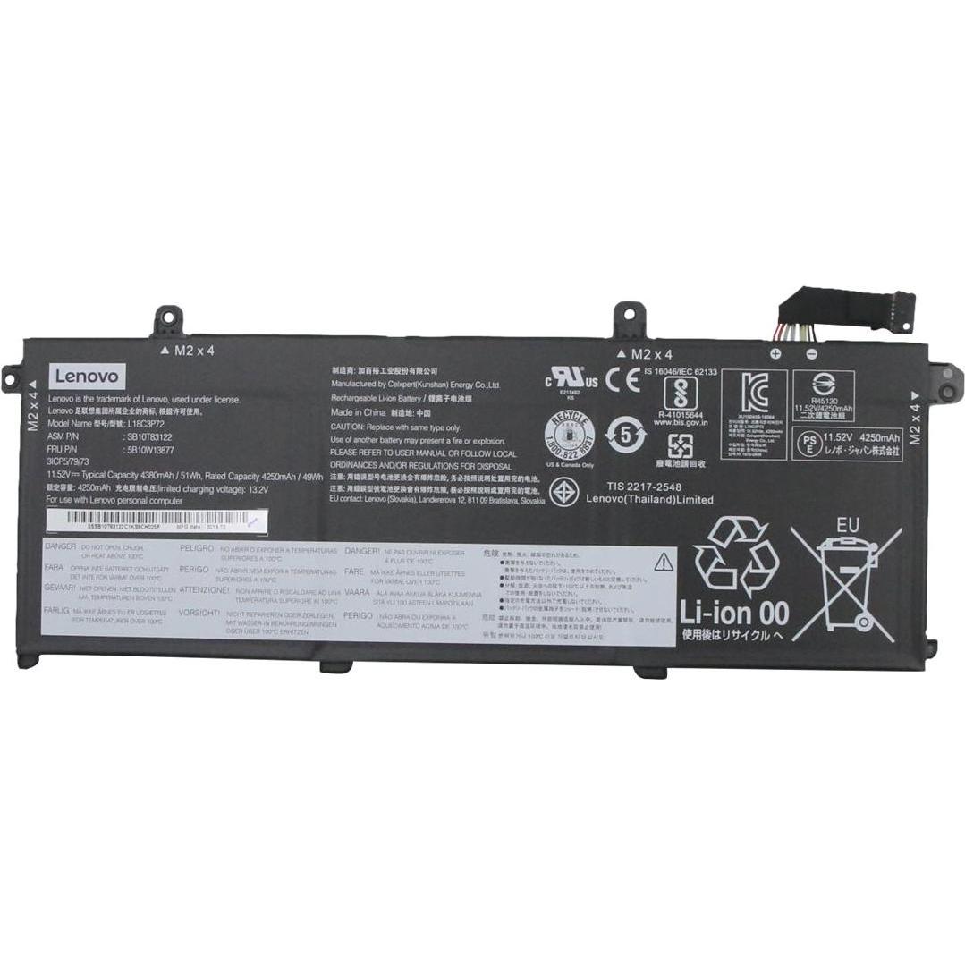 Lenovo Internal, 3c, 50Wh, LiIon, CXP (3 Zellen, 4250 mAh), Notebook Akku, Schwarz