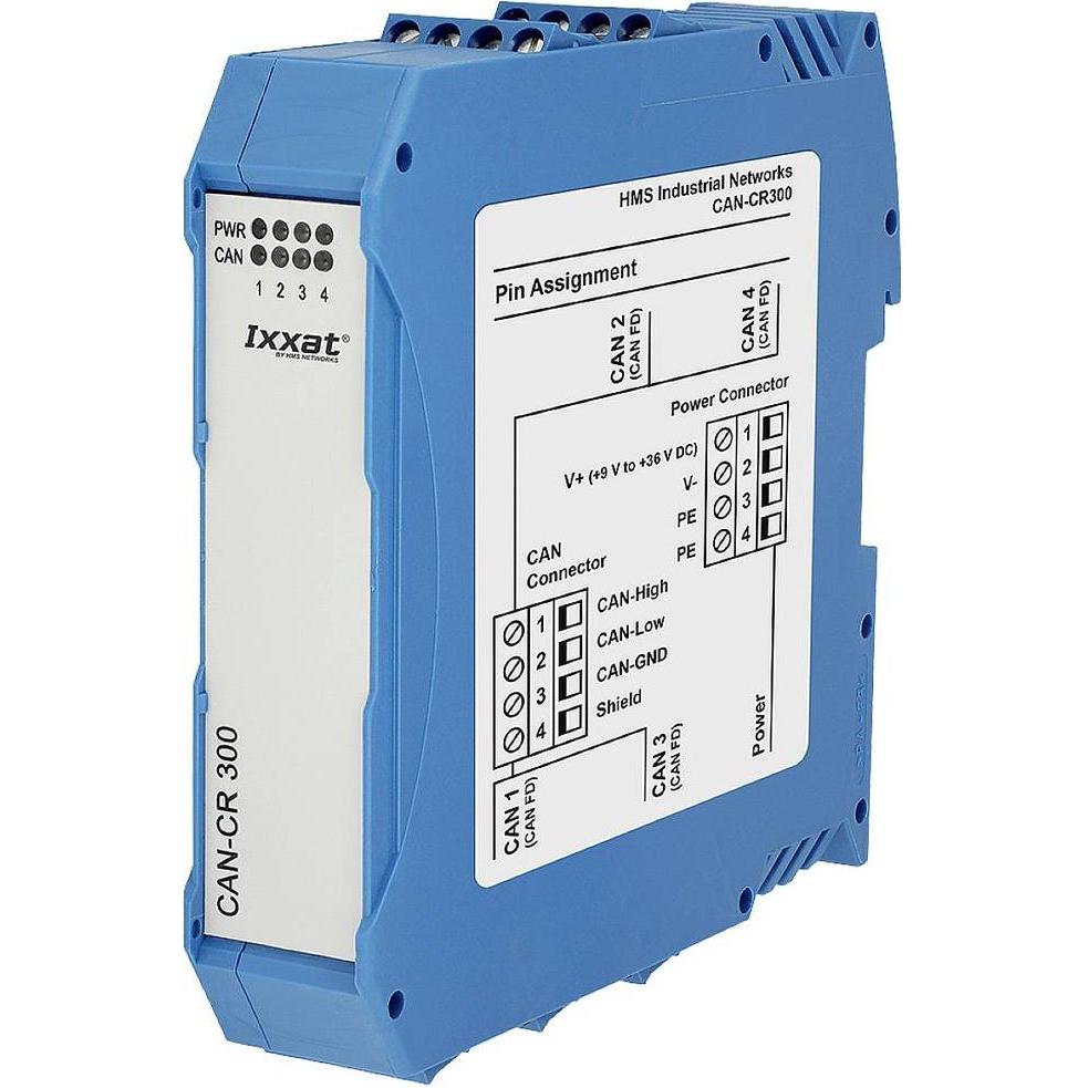 Ixxat, Materiale installazioni elettriche, 1.01.0210.40000 Ripetitore CAN/CAN FD, connettore a vite, 4 canali, terminatore bus integrato