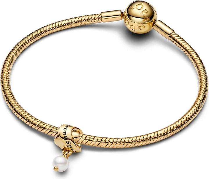 Immagine prodotto Pandora Ciondolo a nastro con perle coltivate d'acqua dolce trattate (Dorato, Metallo, Smalto)