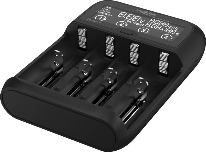Actual product image Ansmann Lithium/NiMH charger Lithium 4 (1 pcs., 10340, 10350, 10440, 10500, 12500, 12650, 13500, 13650, 14500, 14650, 16340, 16650, 17335, 17355, 17500, 17650, 17670, 18350, 18490, 18500, 18650, 18700, 20650, 21700, 22650, Battery + charger)