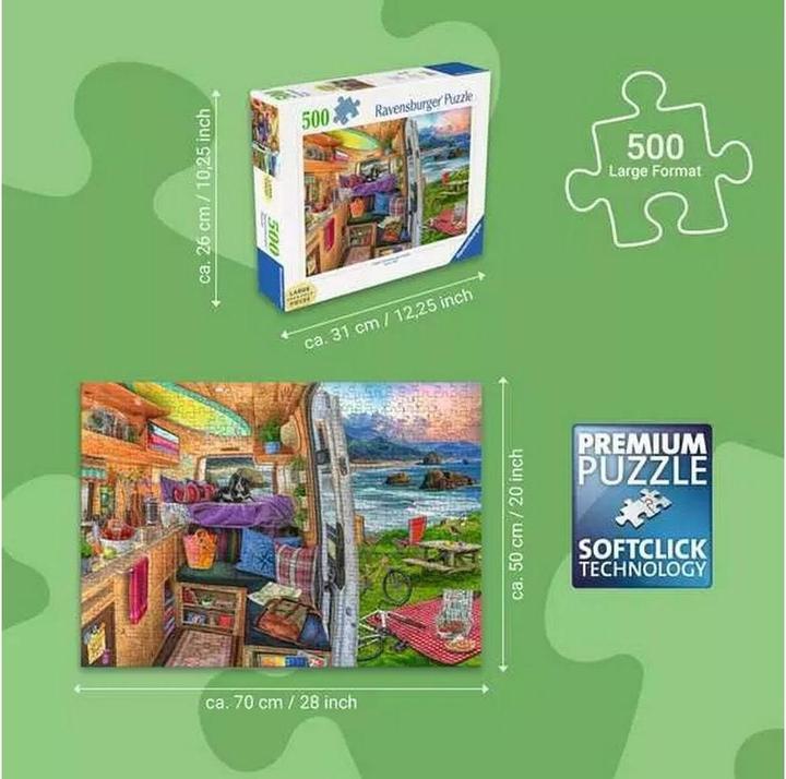 Produktbild Ravensburger Puzzle Blick aus dem Wohnwagen XXL 500 Teile (500 Teile)