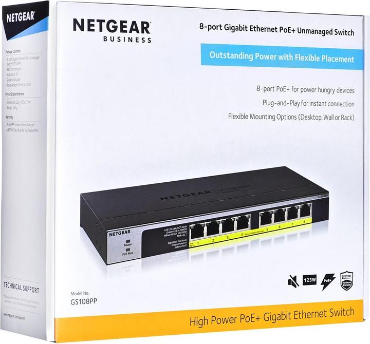 Image du produit Netgear Gs108pp (8 Ports)