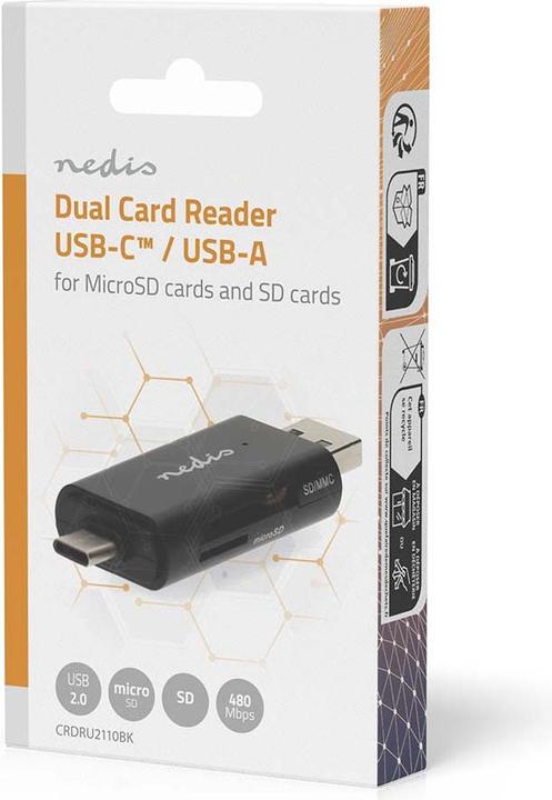 Produktbild Nedis Kartenleser | microSD (TF) / microSDHC (TF) / microSDXC (TF) / SD / SDHC / SDXC | USB 2.0 (USB 2.0)