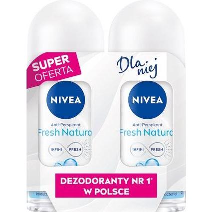 NIVEA, Deodorante, Fresh Natural Women's Rollon Antiperspirant Duo 2x50 Ml (Roll-on)