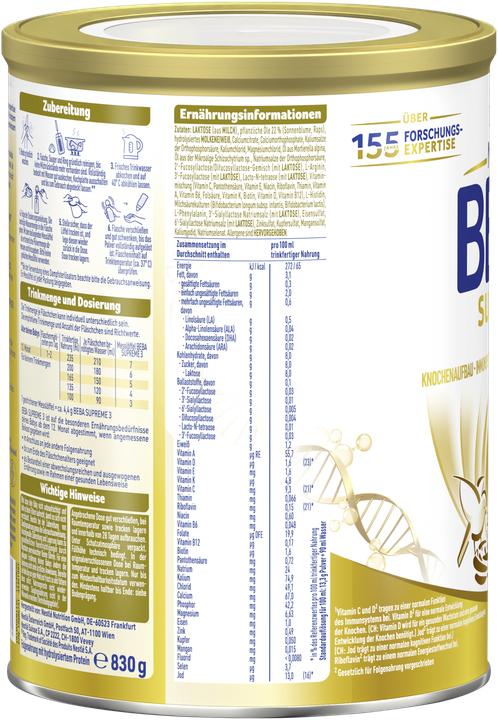 Actual product image Beba Supreme 3 Plv (830 g, from 12 m.)