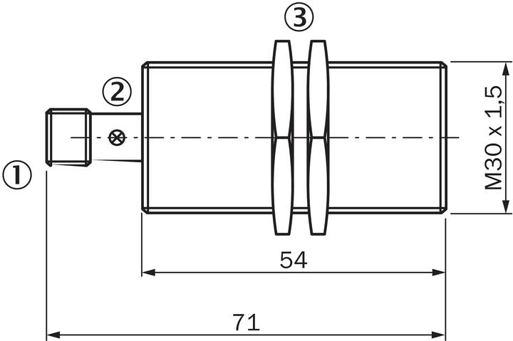 Image du produit Sick Capteur inductif 15 mm PNP, à fermeture connecteur M12, 4 pôles 10...30 VDC -25...+ (IME30-15BPSZ (Capteur)