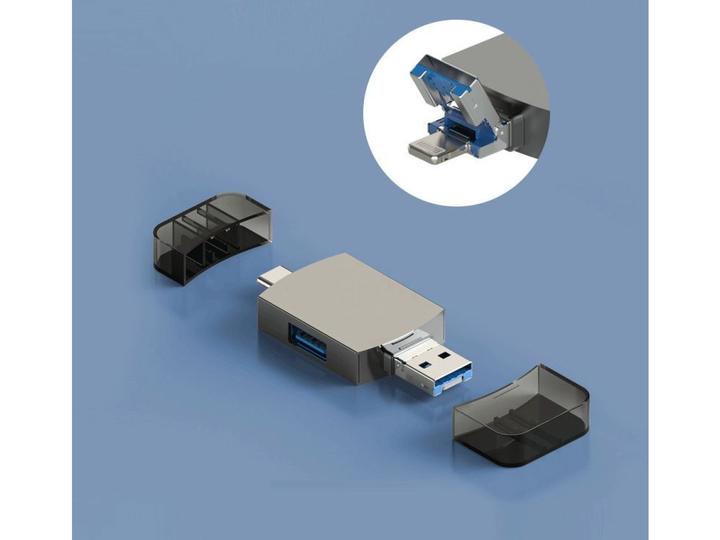 Actual product image PowerGuard 6-in-1 OTG Cardreader Adapter (USB-C, Lightning, USB-A)