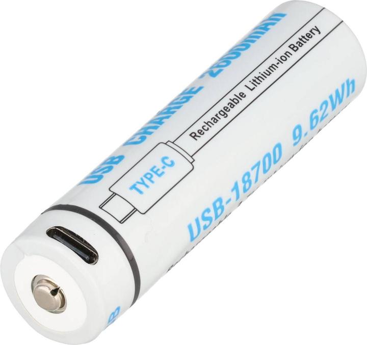 Produktbild AccuCell Rundzelle 18650, Li-ion, 3,7V, 2600mAh, 9,6Wh, mit USB-C Charging Port (18650, 2600 mAh)