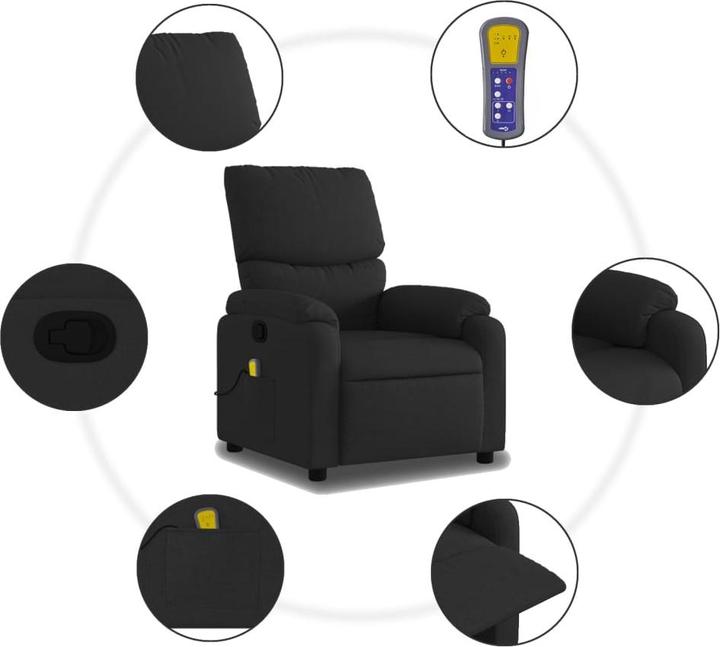 Immagine prodotto vidaXL Sedia da massaggio in tessuto nero,Colore: Nero,Materiale: Tessuto