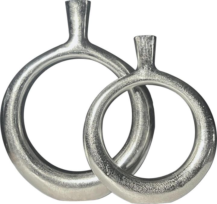 FineBuy Vase 2er Set Blumenvase Aluminium Donut Tischvase Modern Rund Wohndeko (2x)