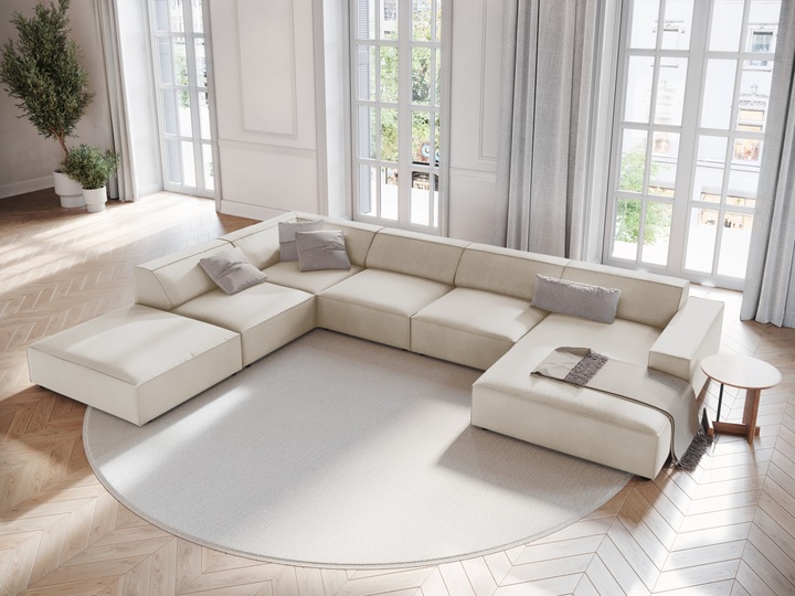 Actual product image Micadoni Velvet Panoramic Left Corner Sofa, "Jodie", 7 Seats, 364x262x70Made in Europe (Sofa landscape)