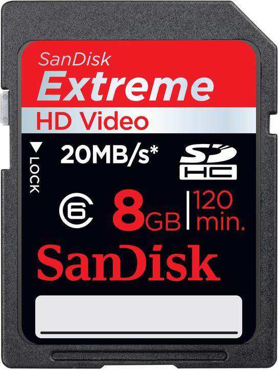 Produktbild SanDisk Extreme HD Video SDHC (8 GB, SDHC)