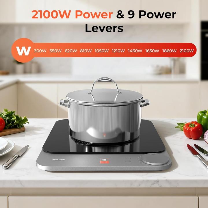 Produktbild Tokit Induzione automatica rilevamento pentole 2100 W comando singolo sottile sous-vide antigraffio