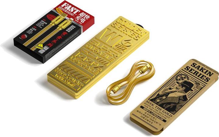 Actual product image Wekome WDC-163 Sakin-Serie – USB-C-auf-Lightning-PD-Verbindungskabel 20 W 1 m (Gold) (1 m, USB 2.0, 20 W)