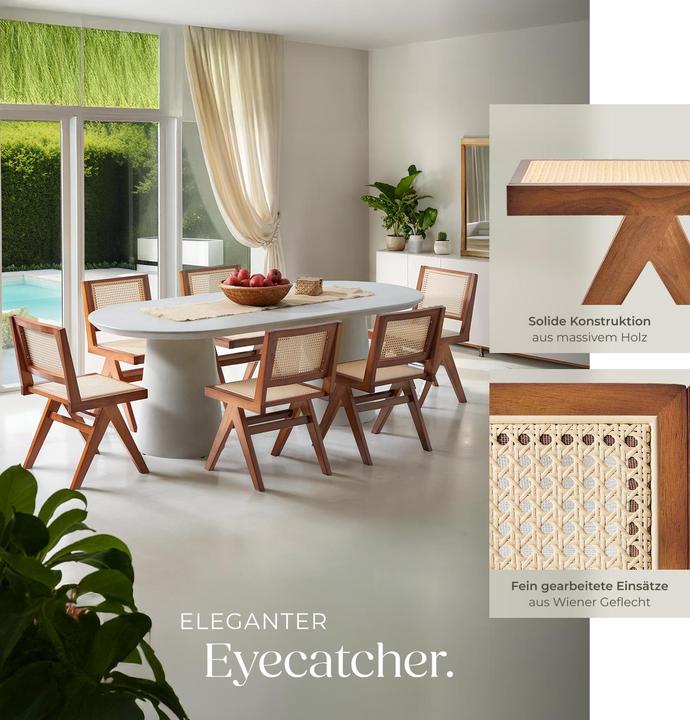 Produktbild tectake Holzstuhl Lissy mit Wiener Geflecht, Belastbarkeit 120 kg