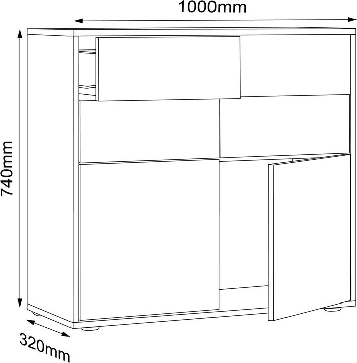 Valeurs nutritives et ingrédients VCM Commode (100 x 33 x 74 cm)