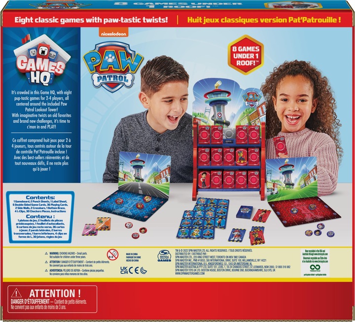 Immagine prodotto Spin Master PAW Patrol, Quartier generale dei giochi per bambini con dama, tris, memory, bingo, famiglie e gioch (Tedesco)
