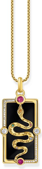 Immagine prodotto Thomas Sabo Ciondolo a catena Snake con smalto nero a freddo e pietre colorate placcato oro (Smalto, Argento 925, Smalto/argento)