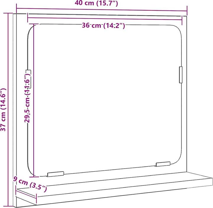 Produktbild vidaXL Badspiegel (40 x 10.50 x 37 cm)