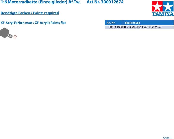 Actual product image Tamiya 1:6 Motorcycle Chain (Single Links) Af.Tw.