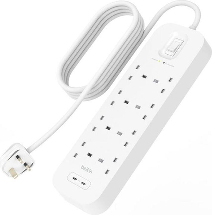 Produktbild Belkin Surge Protection with USB C 8 Outlet Dual USB C 30w PD (8x, CEE 7/5, 2 m)