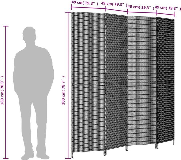 Produktbild vidaXL Paravent 4-tlg. Beige Poly Rattan,Farbe: Beige,Material: Poly