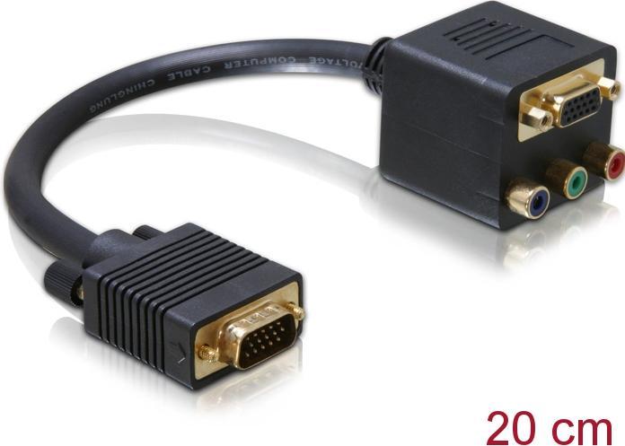 Image du produit Delock Adaptateur VGA HD-15 (M) (3x RCA (RCA), VGA, 20 cm)
