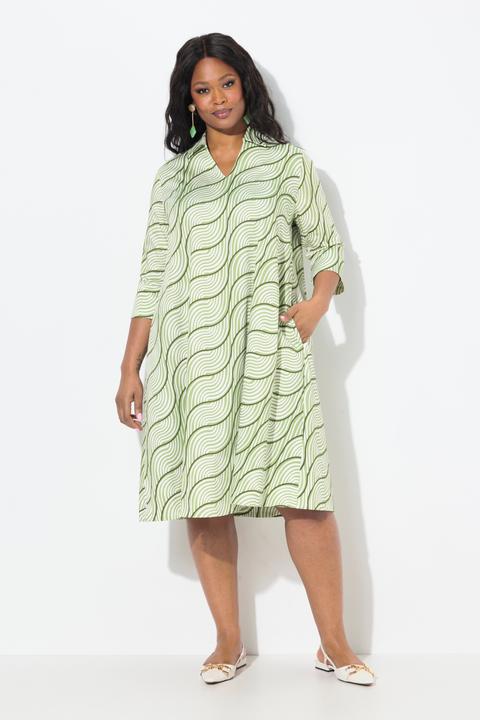 Produktbild Ulla Popken Kleid, A-Linie, Hemdkragen, 3/4-Arm, Taschen (60)