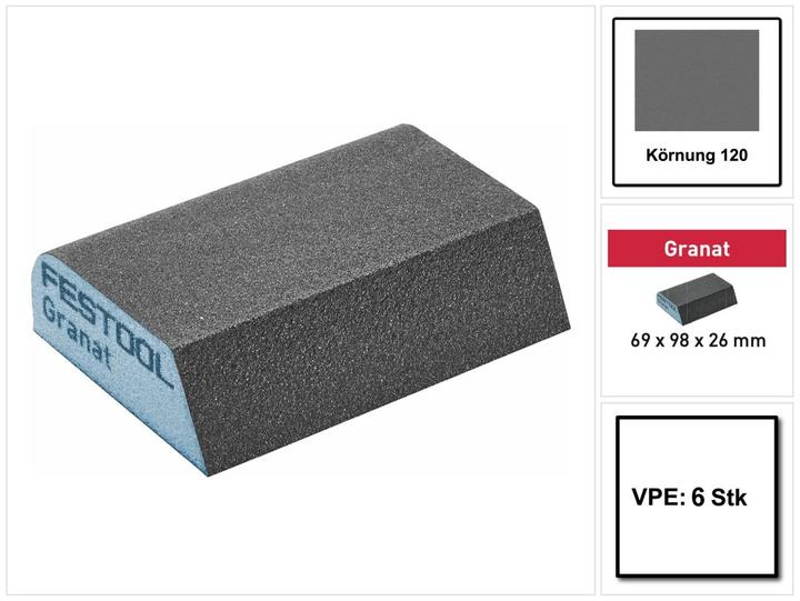 Image du produit Festool Éponge de ponçage 69x98x26 120 CO GR/6 (P120)