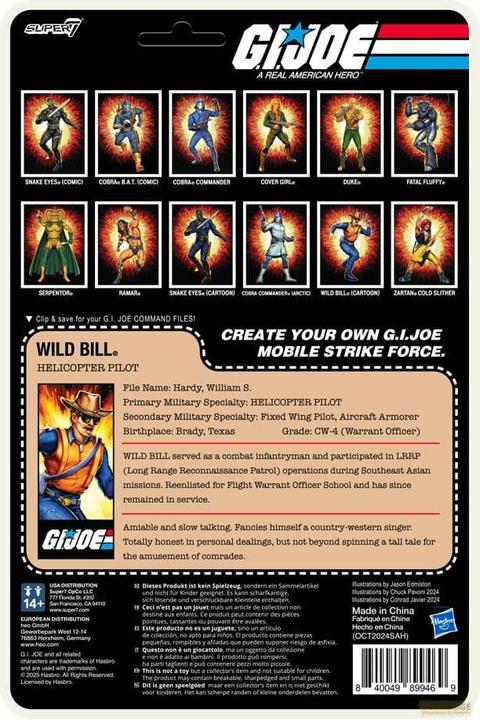 Actual product image Super7 GI Joe ReAction+ Actionfigur Wave 3 Wild Bill (Cartoon) 10 cm