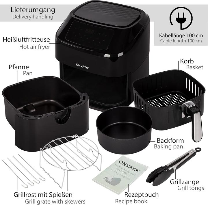 Produktbild Onvaya Airfryer XXL Heissluftfritteuse mit 10 Programmen
