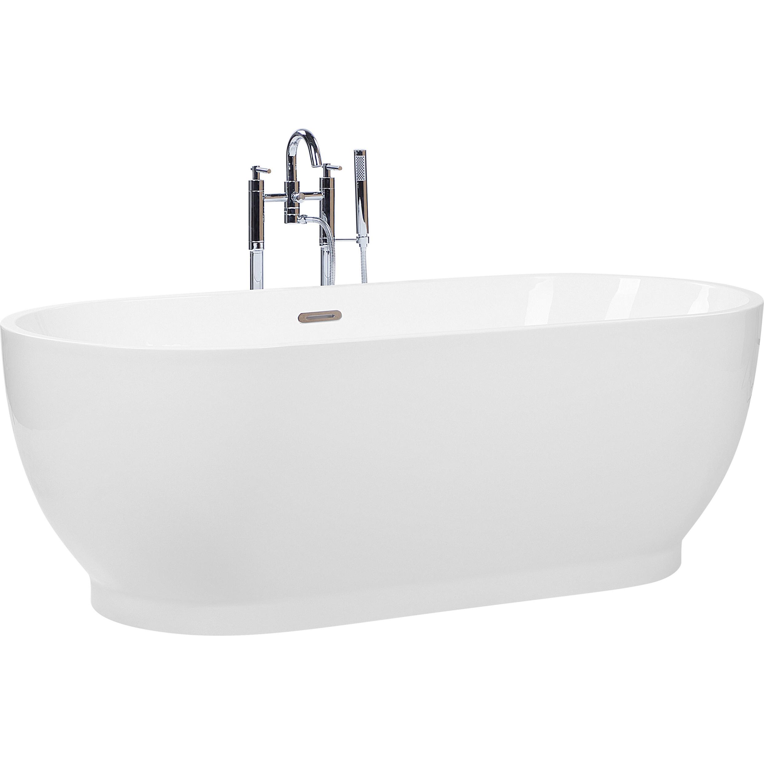 Beliani, Badewanne, Badewanne freistehend weiss oval 170 x 78 cm LEVERA (276 l, 78 cm)