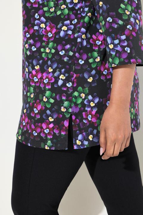 Produktbild Ulla Popken Shirt, Pima Cotton, A-Linie, V-Ausschnitt, 3/4-Arm (56)