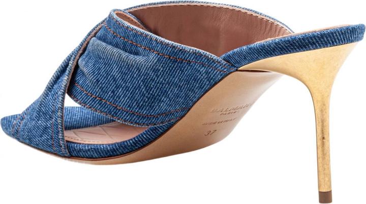 Actual product image Balmain safety mule in denim fabric with applied pin (38)