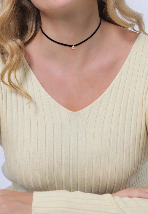Produktbild Elli Halskette Choker Velour Kugel Geo Basic 925 Sterling Silber (Kunstleder, 925er Sterling Silber, Keine Stein, 32 cm)
