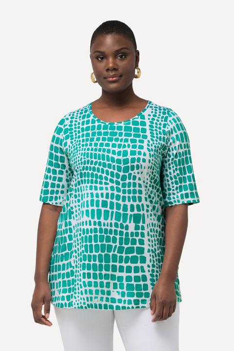 Immagine prodotto Ulla Popken T-shirt in cotone Pima con applicazioni, scollo a girocollo e mezze maniche (42, 44)