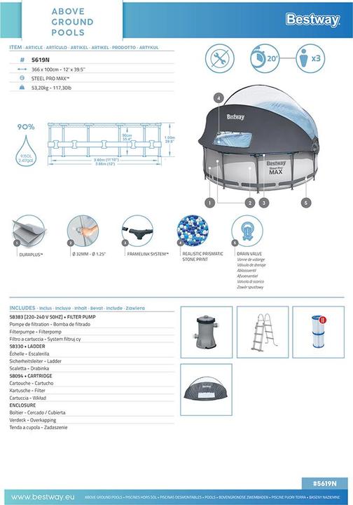 Actual product image Bestway Steel Pro Max Pool Set (Ø 366 x 100 cm)