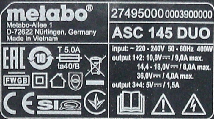 Produktbild Metabo Doppel-Schnellladegerät ASC 145 DUO Air Cooled (18 V)