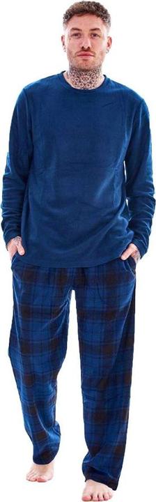 Actual product image Keanu Mens Checked Microfleece Long Pyjama Set (L)