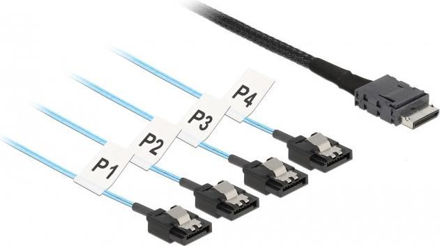 Delock Kabel OCuLink SFF-8611 > 4 x SATA 7 Pin 0,5 m metaal