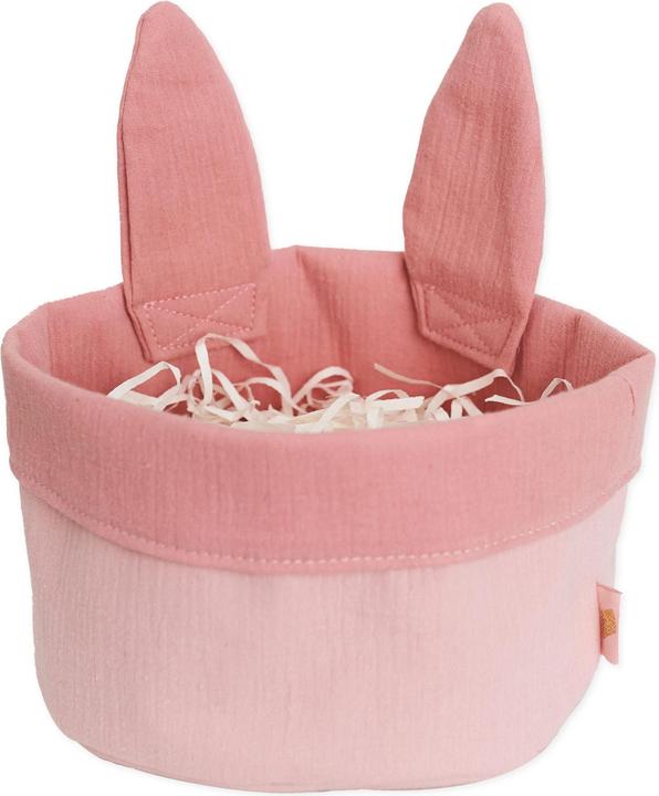 Papierdrachen Nido di Pasqua con orecchie da coniglietto in mussola rosa 01 (19 x 16 cm)