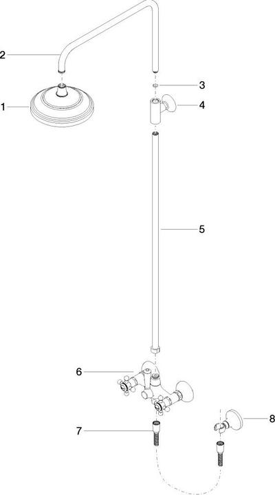 Actual product image Dornbracht Madison showerpipe with shower mixer, without hand shower, 420 mm projection, fixed showe
