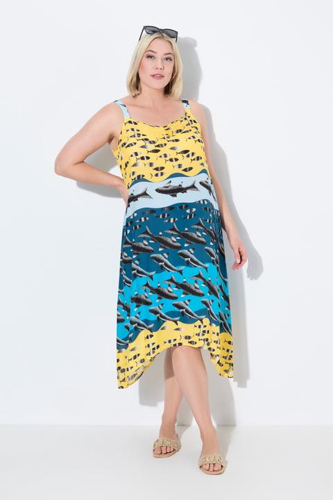 Produktbild Ulla Popken Kleid, Fische, A-Linie, V-Ausschnitt, ärmellos (50, 52)