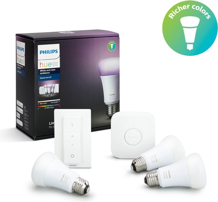 Produktbild Philips Hue White & Color Ambiance Starterset (E27, 10 W, 806 lm, 5 x, G)