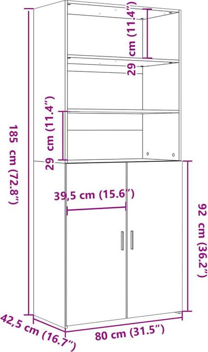 Image du produit vidaXL Highboard (42.50 x 42.50 x 185 cm)