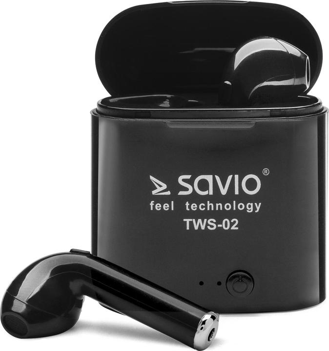 Actual product image Savio TWS-02 Wireless Bluetooth Headphones Black (No noise cancellation, 2 h, Wireless)
