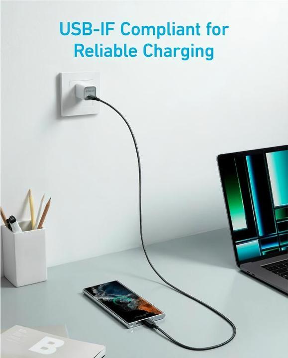 Actual product image Anker Cable 322 USB-C do USB-C 0.9m czarny (0.90 m, USB 3.2 Gen 2, 60 W)