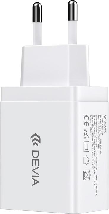 Actual product image Devia wall charger Smart 2x USB 2,4A white (12 W, 2 ports)