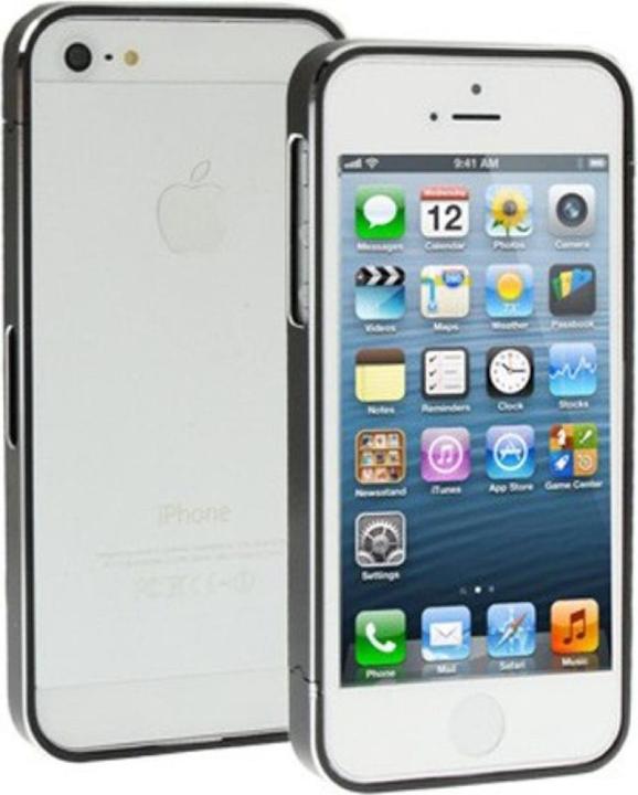 Produktbild König Design Schutzhülle Aluminium Bumper für Handy Apple iPhone 5 & 5S schwarz (Apple iPhone 5, Apple iPhone 5s)