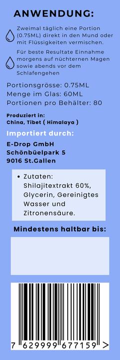 Nutritional values and ingredients Luvy Shilajit drops (Droplet, 60 g)